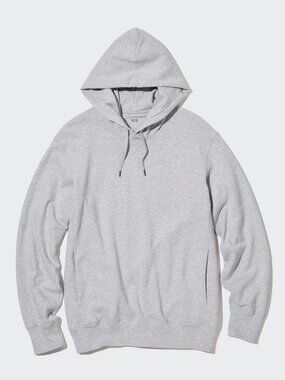 Uniqlo Heavyweight Sweat Pullover Hoodie Silver Gray Loopback Knit Men L XL